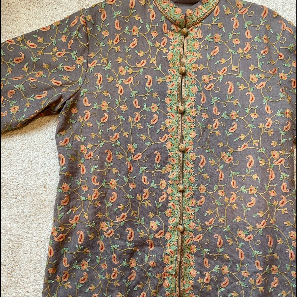 Kashmiri Embroidered jacket pashmina woolen jacket Indian pakistani